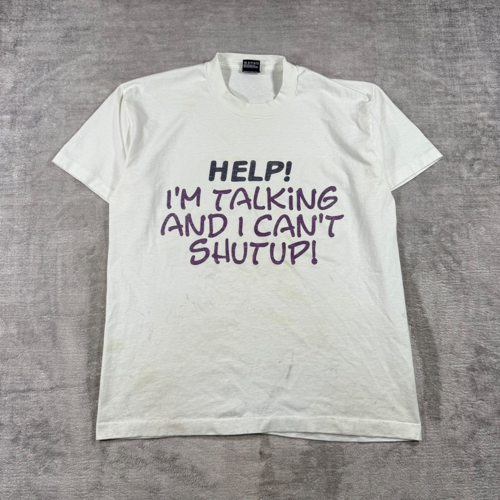 Vintage Novelty Shirt Men Large White Talking Funny 90s No Filter Single Stitch